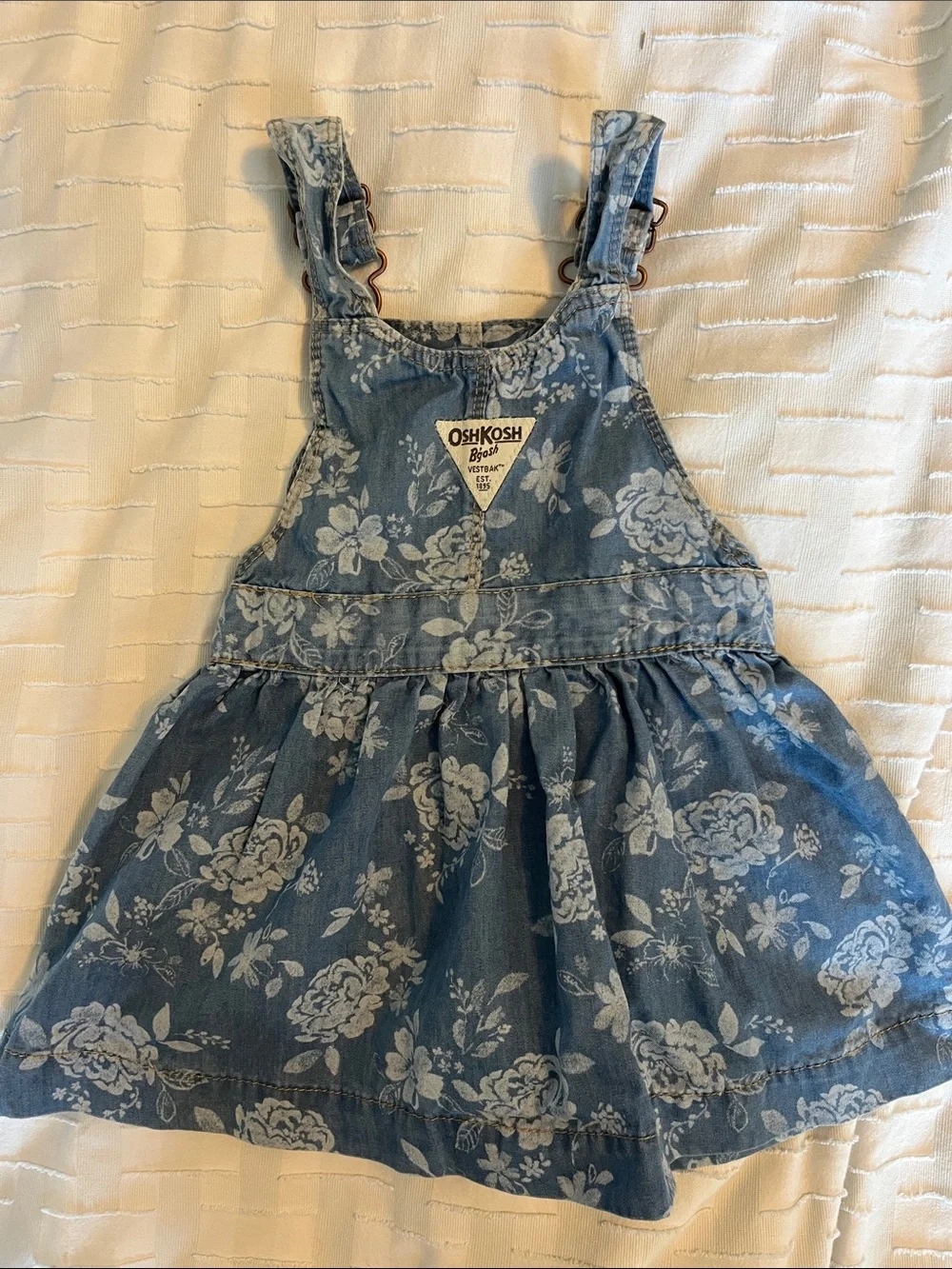 OshKosh B'gosh Denim Floral Overalls Set - Blue and Pink